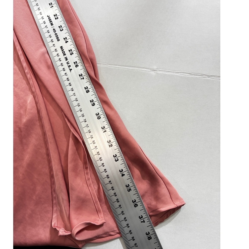 Zara Womens Satin Midi Slip Dress Rose Pink Side Button Slit Size L - Picture 9 of 9
